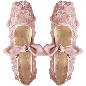 image:imageGORGLITTER Womens Lace Mesh Ballet Flats Ballerina Maryjanes Dress ShoesLight Pink