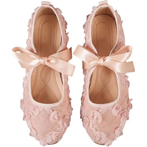 image:imageGORGLITTER Womens Lace Mesh Ballet Flats Ballerina Maryjanes Dress ShoesLight Pink C