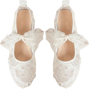 image:imageGORGLITTER Womens Lace Mesh Ballet Flats Ballerina Maryjanes Dress ShoesWhite B