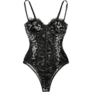 image:imageGORGLITTER Womens Leopard Print Corset Bodysuit Sexy Date Night Club TopsBlack and White