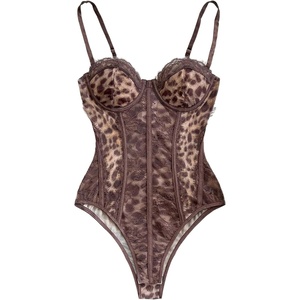 image:imageGORGLITTER Womens Leopard Print Corset Bodysuit Sexy Date Night Club TopsBrown