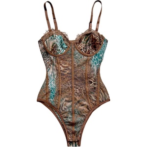 image:imageGORGLITTER Womens Leopard Print Corset Bodysuit Sexy Date Night Club TopsMulticolor Brown