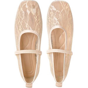 image:imageGORGLITTER Womens Mesh Ballet Flats Fishnet Sheer Ballerina Maryjane ShoesApricot Mesh