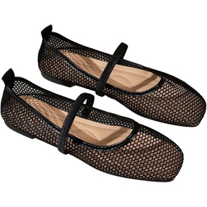 image:imageGORGLITTER Womens Mesh Ballet Flats Fishnet Sheer Ballerina Maryjane ShoesBlack