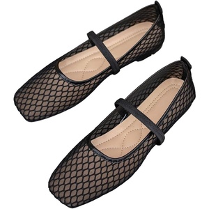 image:imageGORGLITTER Womens Mesh Ballet Flats Fishnet Sheer Ballerina Maryjane ShoesBlack Net