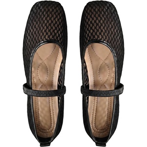 image:imageGORGLITTER Womens Mesh Ballet Flats Fishnet Sheer Ballerina Maryjane ShoesDark Black