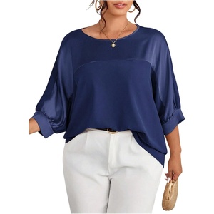 image:imageGORGLITTER Womens Plus Size Dressy Satin Tops Metallic Going Out Top ShirtDark Blue