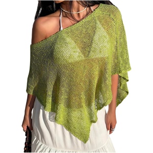 image:imageGORGLITTER Womens Sheer Poncho Shawl Top Cape Cover Up Shrug for DressesGreen