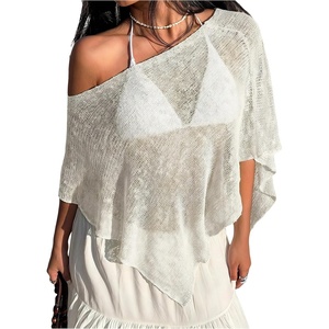 image:imageGORGLITTER Womens Sheer Poncho Shawl Top Cape Cover Up Shrug for DressesWhite