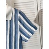 image:imageGORGLITTER Boys 2 Piece Outfit Summer Striped Short Sleeve Shirt amp ShortsBlue White