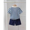 image:imageGORGLITTER Boys 2 Piece Outfit Summer Striped Short Sleeve Shirt amp ShortsBlue White