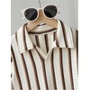 image:imageGORGLITTER Boys 2 Piece Outfit Summer Striped Short Sleeve Shirt amp ShortsBrown