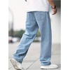 image:imageGORGLITTER Boys Baggy Jeans Casual Wide Leg Elastic Denim Pants TrousersLight Wash