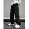 image:imageGORGLITTER Boys Cargo Pants 2 Pack Baggy Wide Leg Joggers Hiking PantsBlack and Blue