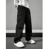 image:imageGORGLITTER Boys Cargo Pants 2 Pack Baggy Wide Leg Joggers Hiking PantsBlack and Blue