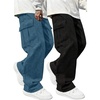 image:imageGORGLITTER Boys Cargo Pants 2 Pack Baggy Wide Leg Joggers Hiking PantsBlack and Blue