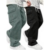 image:imageGORGLITTER Boys Cargo Pants 2 Pack Baggy Wide Leg Joggers Hiking PantsBlack and Green
