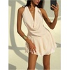 image:imageGORGLITTER Womens Backless Halter Mini Dress Cowl Neck Going Out DressesBeige