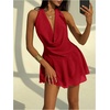 image:imageGORGLITTER Womens Backless Halter Mini Dress Cowl Neck Going Out DressesRed