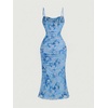 image:imageGORGLITTER Womens Floral Wedding Guest Bridal Shower Summer Midi DressesBlue Floral Print