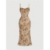 image:imageGORGLITTER Womens Floral Wedding Guest Bridal Shower Summer Midi DressesBrown
