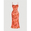 image:imageGORGLITTER Womens Floral Wedding Guest Bridal Shower Summer Midi DressesOrange