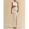 image:imageGORGLITTER Womens One Shoulder Cut Out Date Night Cocktail Prom Maxi DressApricot
