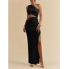 image:imageGORGLITTER Womens One Shoulder Cut Out Date Night Cocktail Prom Maxi DressBlack