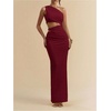 image:imageGORGLITTER Womens One Shoulder Cut Out Date Night Cocktail Prom Maxi DressBurgundy