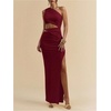image:imageGORGLITTER Womens One Shoulder Cut Out Date Night Cocktail Prom Maxi DressBurgundy