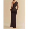 image:imageGORGLITTER Womens One Shoulder Cut Out Date Night Cocktail Prom Maxi DressCoffee Brown