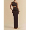 image:imageGORGLITTER Womens One Shoulder Cut Out Date Night Cocktail Prom Maxi DressCoffee Brown