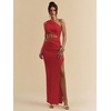 image:imageGORGLITTER Womens One Shoulder Cut Out Date Night Cocktail Prom Maxi DressRed