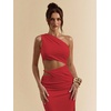 image:imageGORGLITTER Womens One Shoulder Cut Out Date Night Cocktail Prom Maxi DressRed