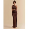 image:imageGORGLITTER Womens One Shoulder Cut Out Date Night Cocktail Prom Maxi DressSolid Coffee Brown
