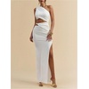 image:imageGORGLITTER Womens One Shoulder Cut Out Date Night Cocktail Prom Maxi DressWhite
