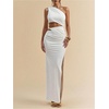 image:imageGORGLITTER Womens One Shoulder Cut Out Date Night Cocktail Prom Maxi DressWhite