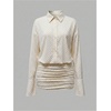 image:imageGORGLITTER Womens Sheer Going Out Dresses Mesh Long Sleeve Button Up DressApricot
