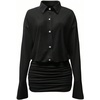 image:imageGORGLITTER Womens Sheer Going Out Dresses Mesh Long Sleeve Button Up DressBlack