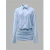 image:imageGORGLITTER Womens Sheer Going Out Dresses Mesh Long Sleeve Button Up DressBlue