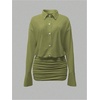 image:imageGORGLITTER Womens Sheer Going Out Dresses Mesh Long Sleeve Button Up DressGreen