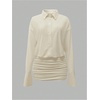 image:imageGORGLITTER Womens Sheer Going Out Dresses Mesh Long Sleeve Button Up DressKhaki