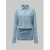 image:imageGORGLITTER Womens Sheer Going Out Dresses Mesh Long Sleeve Button Up DressMedium Wash