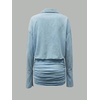 image:imageGORGLITTER Womens Sheer Going Out Dresses Mesh Long Sleeve Button Up DressMedium Wash