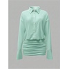 image:imageGORGLITTER Womens Sheer Going Out Dresses Mesh Long Sleeve Button Up DressMint Green