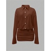 image:imageGORGLITTER Womens Sheer Going Out Dresses Mesh Long Sleeve Button Up DressMocha Brown
