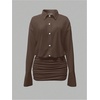 image:imageGORGLITTER Womens Sheer Going Out Dresses Mesh Long Sleeve Button Up DressRust Brown