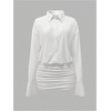 image:imageGORGLITTER Womens Sheer Going Out Dresses Mesh Long Sleeve Button Up DressWhite