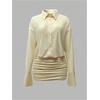 image:imageGORGLITTER Womens Sheer Going Out Dresses Mesh Long Sleeve Button Up DressYellow