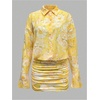 image:imageGORGLITTER Womens Sheer Going Out Dresses Mesh Long Sleeve Button Up DressYellow Flower